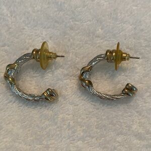Two tone Silver Hoops